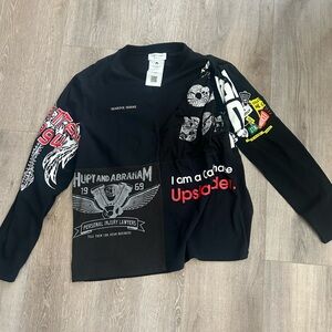 Marine Serre Black Regenerated Long Sleeve T-Shirt